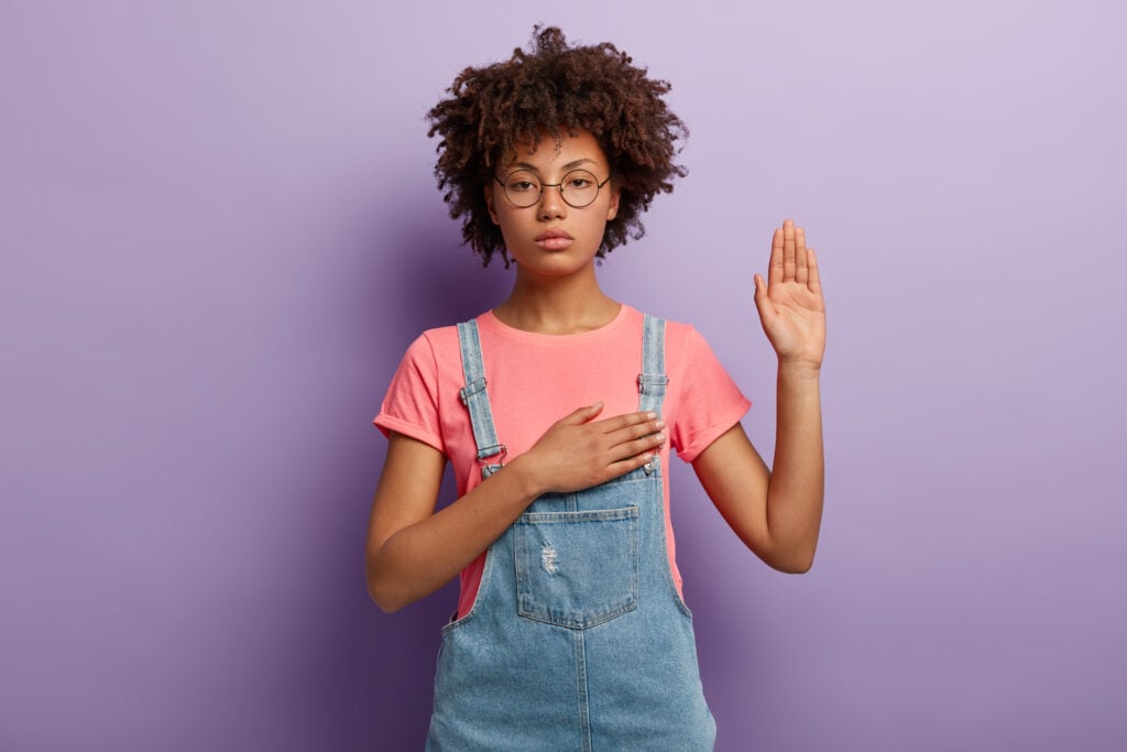 a woman pledging allegiance