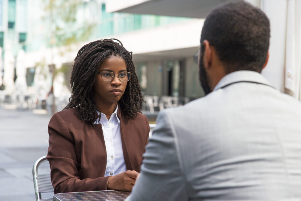 A woman at an interview